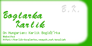 boglarka karlik business card